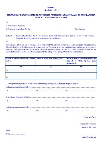 Forms for GTA Election - Darjeeling