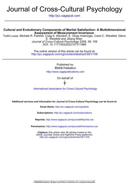 Journal Of Cross Cultural Psychology Employees Csbsju