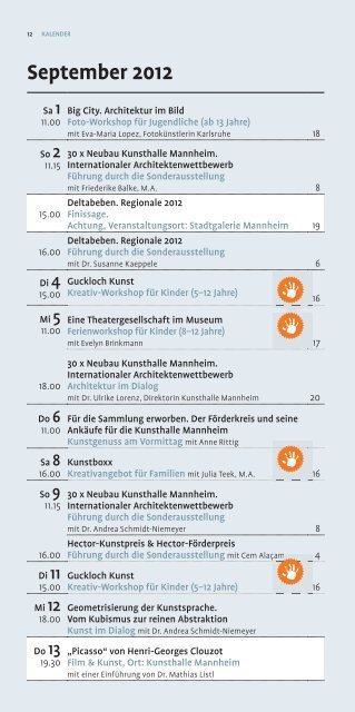 Programm Juli – September 2012 - Kunsthalle Mannheim