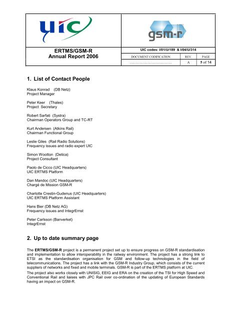 ERTMS/ GSM-R Annual Report 2006