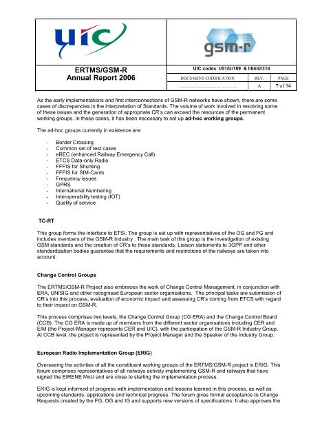 ERTMS/ GSM-R Annual Report 2006