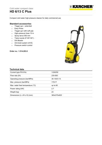 Karcher Pressure Washers HD 6/13 C Plus - Saracen Distribution