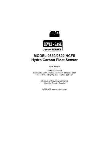 MODEL 9830/9820-HCFS Hydro Carbon Float Sensor - Can-Am ...