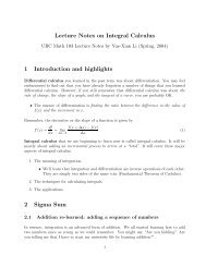 Lecture Notes on Integral Calculus - Ugrad.math.ubc.ca