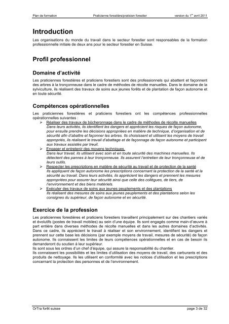 Plan de formation: Praticienne forestière AFP/Praticien ... - Codoc