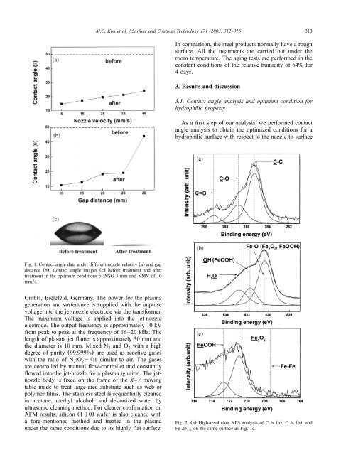 Surface modification for hydrophilic property of stainless steel ...