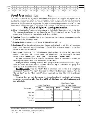 Seed Germination - Home Page for Ross Koning