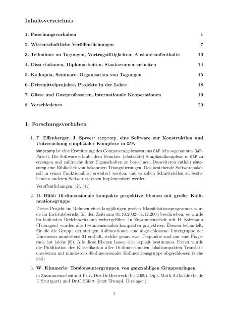 institutsbericht - Institut für Geometrie und Topologie - Universität ...