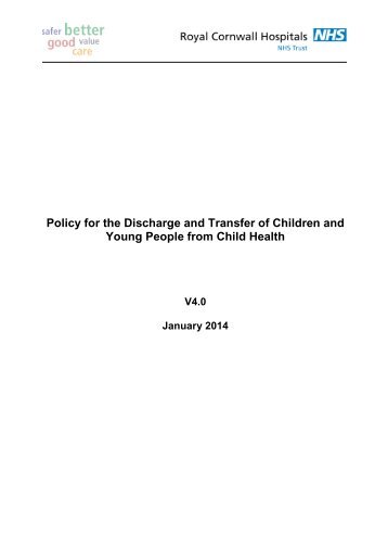 Policy for the Discharge and transfer of children and young people ...