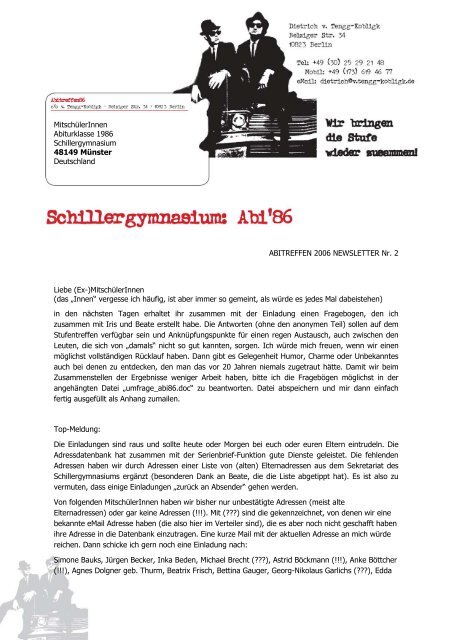 Newsletter II vom 05.04.2006 - abistufe86.de