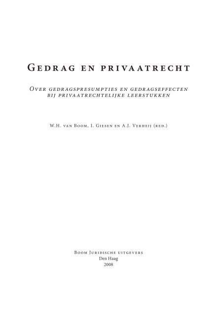 Hoofdstuk 1 Gedrag en privaatrecht - Ivo Giesen