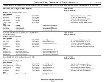 Soil and Water Conservation District Directory - Minnesota Board of ...