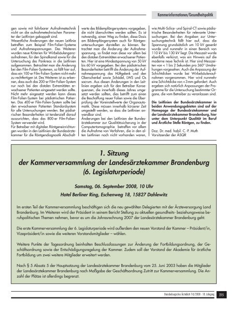 Brandenburgisches Ärzteblatt 7-8/2008 - Landesärztekammer ...