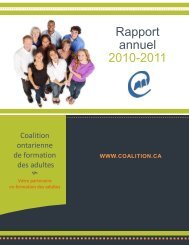 Rapport annuel 2010-2011 - Coalition ontarienne de formation des ...
