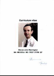 to see a copy of Steve's CV. - Hammersmith Medicines Research