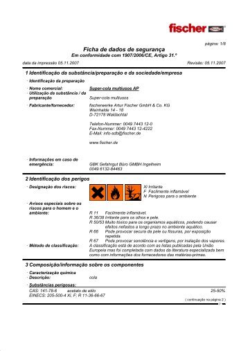 Ficha de dados de segurança - Fischer