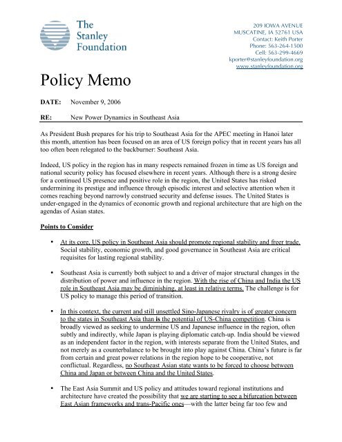 Policy Memo - The Stanley Foundation