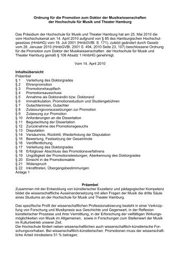 Promotionsordnung Dr sc mus.pdf - Hochschule für Musik und ...