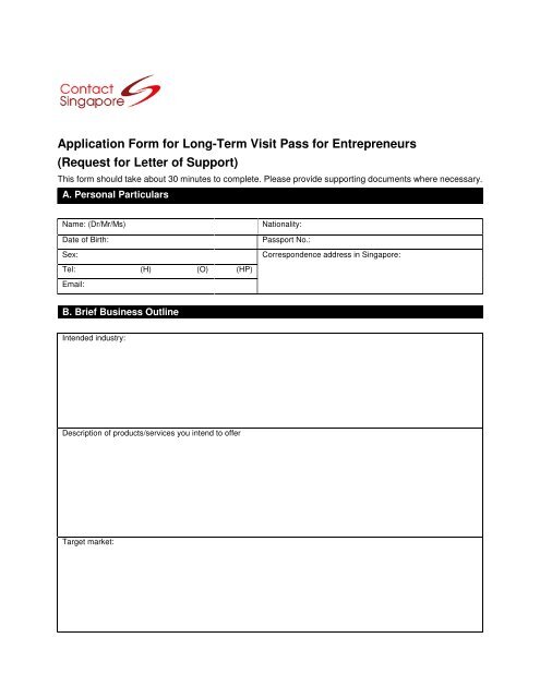 Application Form for Long-Term Visit Pass for Entrepreneurs ...
