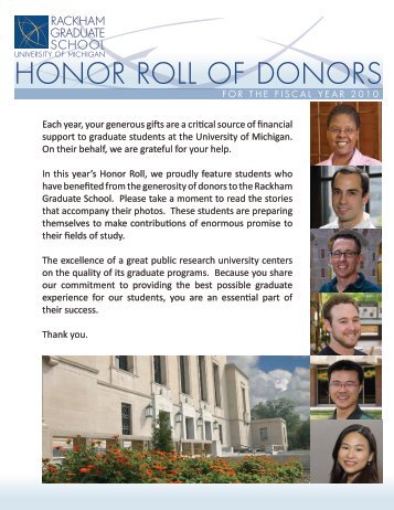 honor roll of donors - Rackham Graduate School - University of ...