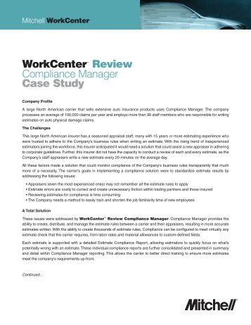 WorkCenterÃ¢Â„Â¢ Review Compliance Manager Case Study - Mitchell ...