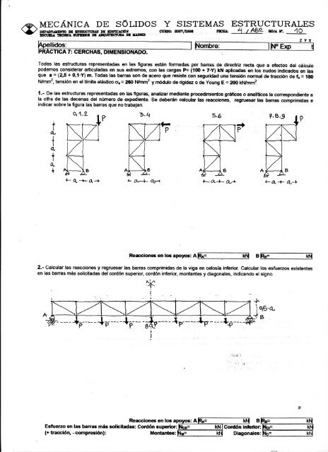 PrÃ¡ctica 7. Cerchas, dimensionado. - Escuela TÃ©cnica Superior de ...