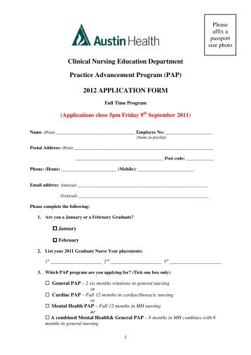 2012 APPLICATION FORM - Austin Health