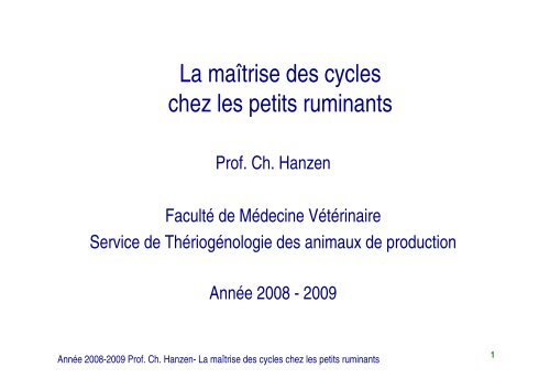 La maÃ®trise des cycles chez les petits ruminants - ThÃ©riogÃ©nologie ...