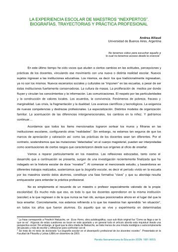 la experiencia escolar de maestros “inexpertos”. biografías ...