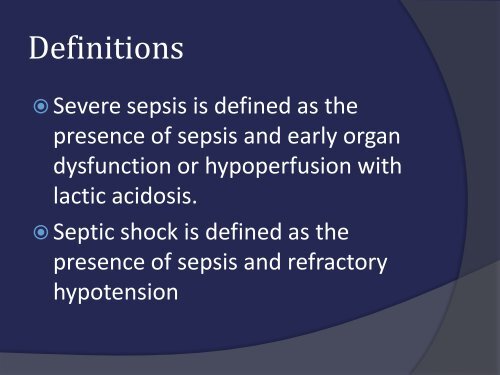 New insights into the management of severe sepsis and septic shock