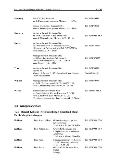 Psychosoziale Onkologie - Institut - Johannes Gutenberg-Universität ...