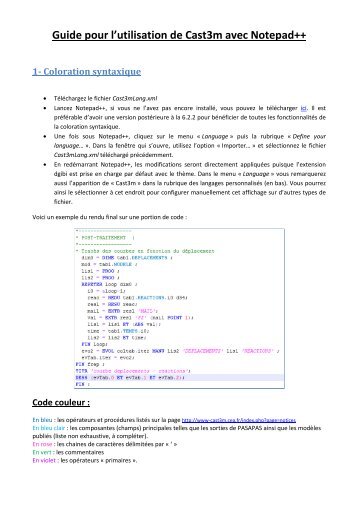 Guide pour l'utilisation de Cast3m avec Notepad++ 1 - CEA