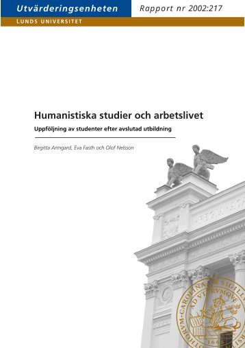 Humanistiska studier och arbetslivet. UppfÃ¶ljning ... - Lunds universitet