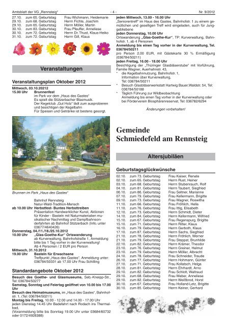 Amtliche Bekanntmachungen der Gemeinde ... - VG Rennsteig