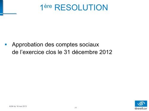 ASSEMBLÉE GÉNÉRALE 2013 - Essilor