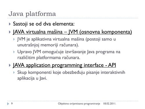 Karakteristike programskog jezika Java. Pojmovi ... - Ncd.matf.bg.ac.rs