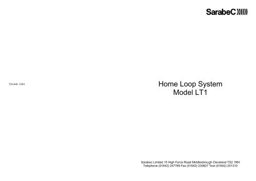 LT1 Loop Amplifier Instructions - Sarabec