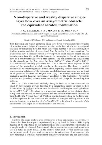 Non-dispersive and weakly dispersive single-layer flow over an ...