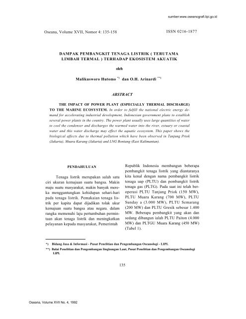 Oseana, Volume XVII, Nomor 4 - Pusat Penelitian Oseanografi-LIPI