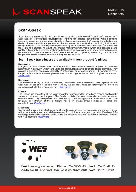 Scan-Speak Autumn Catalogue 2010 - WES Components