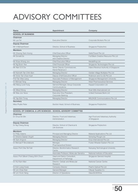 ADVISORY COMMITTEES - Singapore Polytechnic