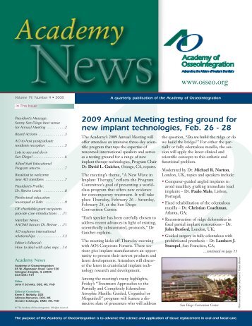 2009 Annual Meeting testing ground for new implant technologies ...