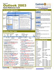 Outlook Quick Reference, Microsoft Outlook 2003 Cheat Sheet