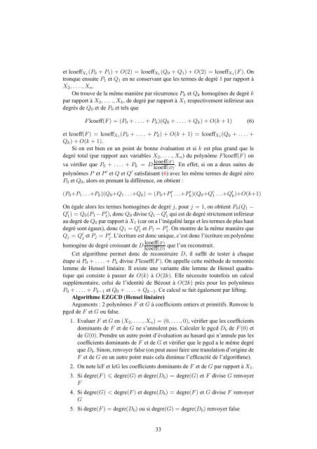 Algorithmes de calcul formel - Free