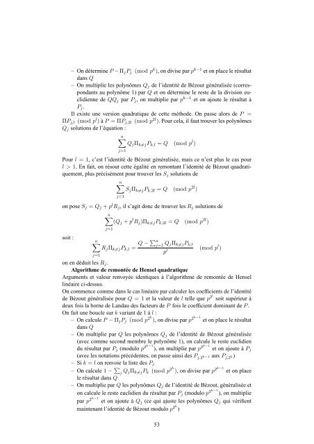 Algorithmes de calcul formel - Free