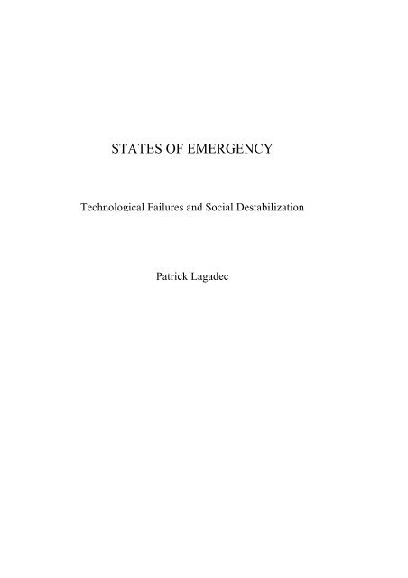 STATES OF EMERGENCY - Patrick Lagadec