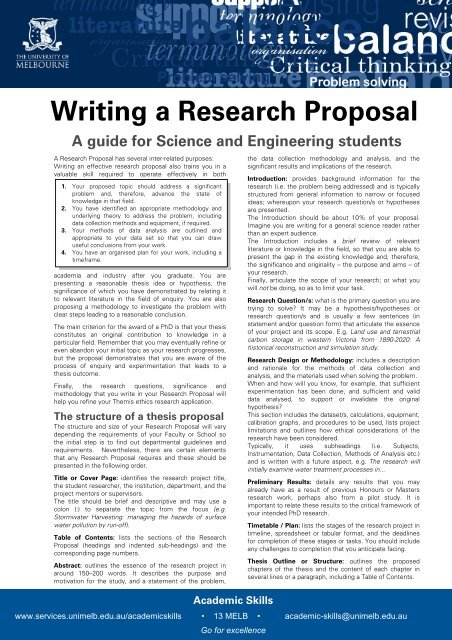 Writing a Research Proposal - Student Services - University of ...