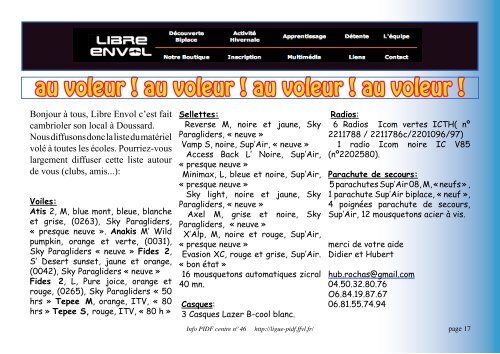 NÂ°47 - Ligue Paris Ile de France de Vol Libre - FFVL