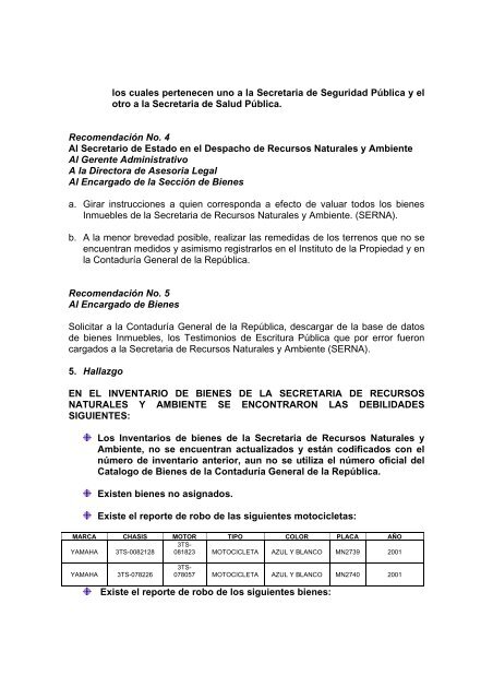 INFORME 004/2009-dfbn - Tribunal Superior de Cuentas