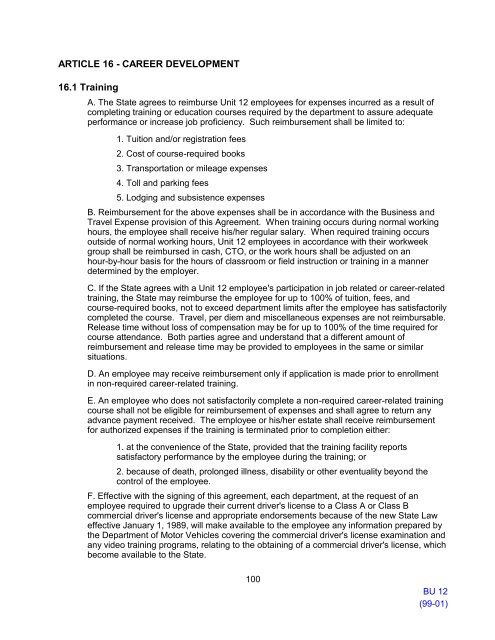 Memorandum of Understanding with Unit 12 - Dpa - State of California